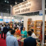 Indian MSME exhibitors engaging with visitors at a domestic trade exhibition, showcasing products and generating business leads