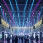 Dynamic exhibition space enhanced with professional lighting effects and immersive sound systems creating an engaging atmosphere